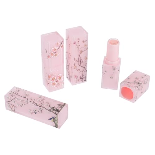 TOGEVAL 4 Piezas Tubos de Lápiz Labial Vacíos de Chino Contenedores Cosméticos Recargables Elegantes Diseño Compacto y Mate Semitransparente para DIY y Viaje