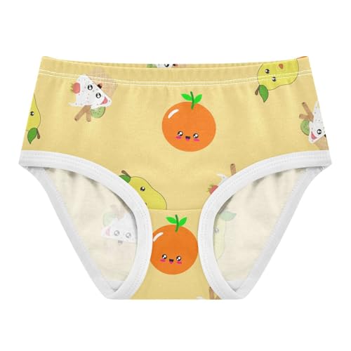 Girls' Underpants Kids Cotton Underwear Panties Briefs For Girl Age 2-8 Years Orange Pear Icecream Cartoon Pattern