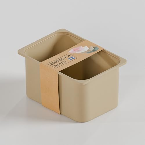 TRÖVI Box Groß 42 x 30 x 23 cm für Trofast Regale hohe Kiste aus Kunststoff Weiß Beige Rosa & Grün tiefe Aufbewahrungsbox aus Kunststoff für Kinderzimmer Spielzeug und Haushalt (Beige)