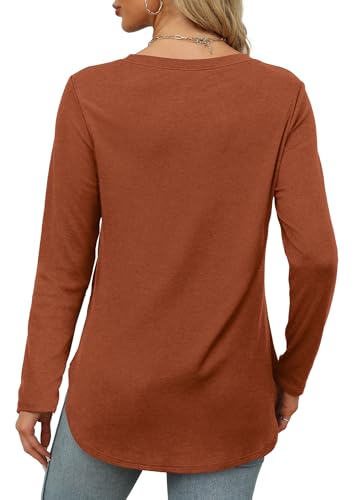 Image of XIEERDUO Womens Long Sleeve Round Neck Shirts Side Split Basic Loose Tunic Tops Casual 2026