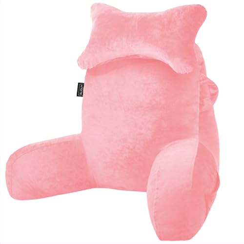 SLIGUY Oreiller de Lecture pour s'asseoir au lit, Oreiller Dorsal avec Poches, Oreiller Dorsal pour Adulte, Chaise de lit pour se Reposer, Lire, Regarder la...