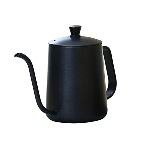 CZ-XING Roestvrij giet kegel druppelaar koffiefilter Hand Drip koffiepot met deksel waterkoker (zwart)