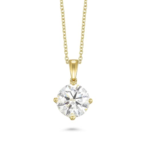 IGI Certified 1/4 to 4 Carat Round Brilliant Cut Lab Grown Diamond Solitaire Pendant Necklace for Women I 14k Gold Necklace (G-H, VS1-VS2, cttw) Adjustable 16 to 18 Inch Chain