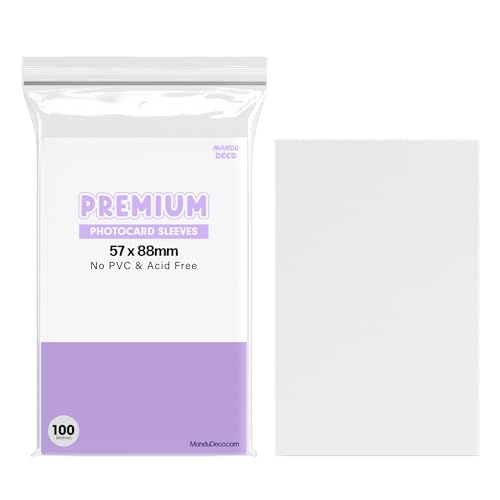 Mandu Deco Kpop Photocard Sleeves Clear Polypropylene Card Protector for Albums Photocards PVC Free and Acid Free 100 Sleeves per Pack (57x88mm)