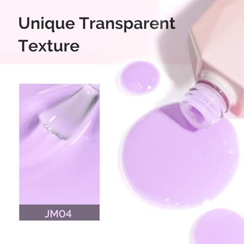 Image of MelodySusie Jeweliver Gel Nail Polish, 0.5Fl Oz Lavender Puprle Jelly Gel Polish Sheer Translucent Nude Soak Off UV LED Light Cure Spring Summer Colors Nail Art Manicure Nail Art DIY at Home JM04