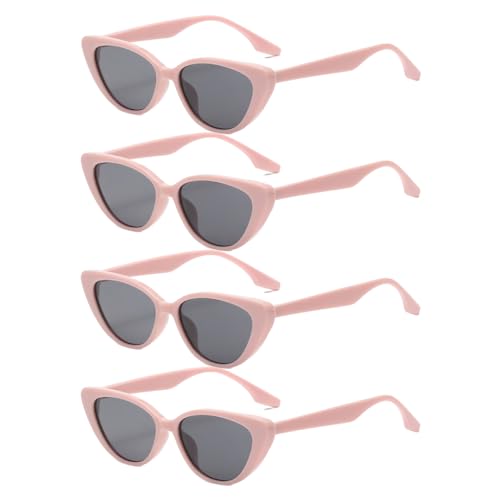 Vintage Narrow Cat Eye Sunglasses,UV Fashion High Pointed Goggles for Women Plastic Frame,4 Pieces