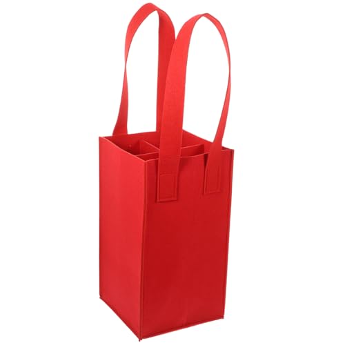 COLLBATH Felt Wine Bottle Carrier Tote Bag for 4 Bottles Divider Portable Red Wine Storage Handbag for Travel Picnic Bbq