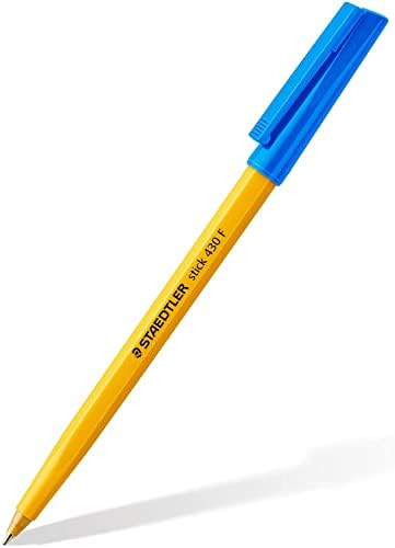 STAEDTLER Fine 0.3mm 430 Stick Ballpoint Pens Writing Pen Smooth - Black & Blue Ink - Pack Of 6
