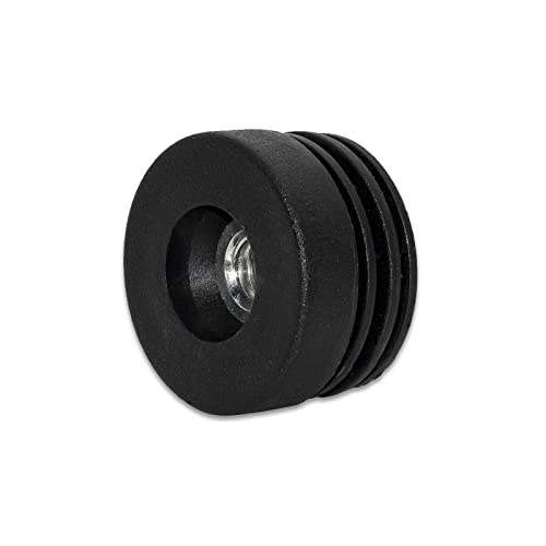 Image of Flyshop Black M10 Threaded Plastic Plugs Round Tube End Caps Tubing Plugs Inserts Furniture Glider 38 mm Diameter 4 Pcs
