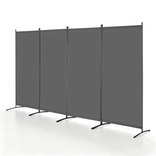 VEVOR Biombo Separador de Ambientes de 3464 x 1840 x 520 mm, Separador Plegable de Ambientes de 4 Paneles Mampara de Privacidad para Interiores, Separador de Ambientes para Oficina, Dormitorio, Gris
