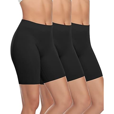 Anti Chaffing Shorts Ladies Women Chub Rub Shorts Seamless Slip Shorts for Under Dresses Skirts Long Boxers Briefs Underwear (Black 3 Pack,3XL) Cover