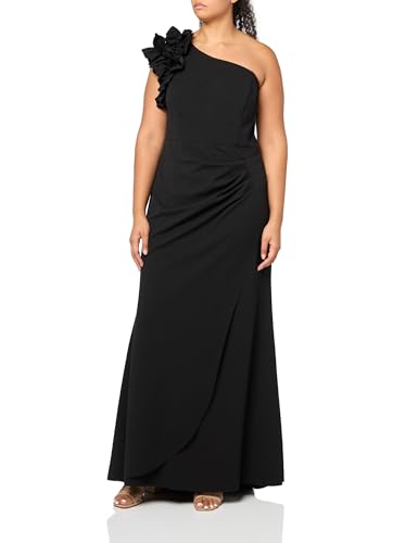 Image of Xscape Women's Xscape Women's Floor-Length, One-Shoulder, with Statement Floral Detail and Draped Fitted Silhouette (Plus)