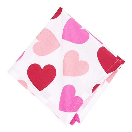 Servilleta de tela 100% algodón con corazones rosa 18x18" miniatura 1