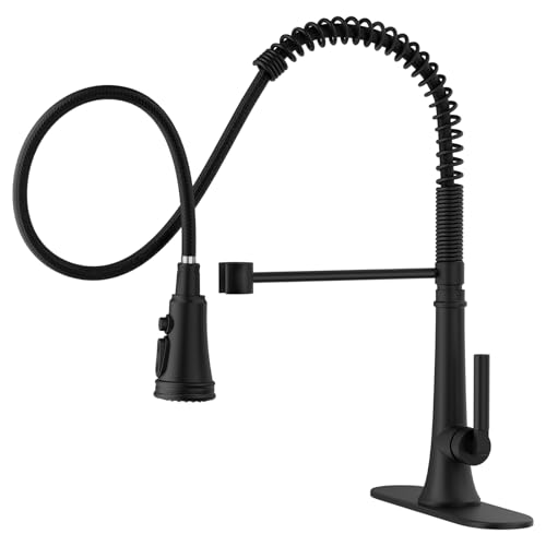 BWE Matte Black Pull Down Kitchen Faucet for Farmhouse Bar RV, SUS 304