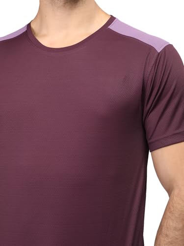 Image of CHKOKKO Men's Round Neck Gym Sports T-Shirt Wine Purple S