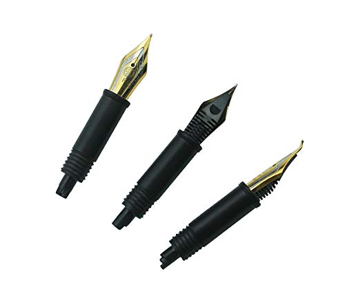 Image of Set of 3 Hongdian Gold Edge Fountain Pen Nibs (Fine, Extra Fine and Curved Nib) for Black Forest 1850, 1851, 1861, M2, M1, 1843, 6013, 517D, 517S, 525, 1843 and 920 Series