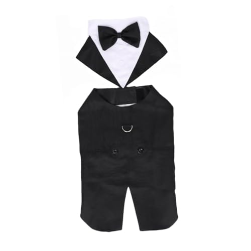 Traje formal para perro tuxedo con moño talla S miniatura 5