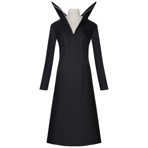 Costume de Mercredi pour femme robe noire col montant deguisement halloween chic et gothique