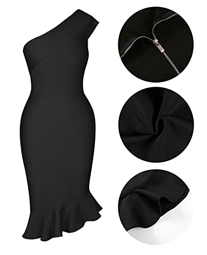 Maketina Womens Sexy One Shoulder Bodycon Bandage Dress Mermaid Cocktail Midi Dresses Trendy 20252