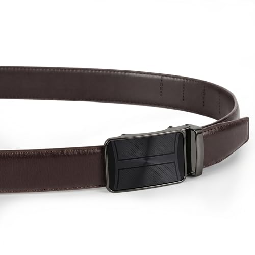 Image of Mens Ratchet Belts Leather-2 Packs,Adjustable Slide Belts For Gifts Men Dress and Casual 1 3 /8 inch,Cut for Perfect Fit
