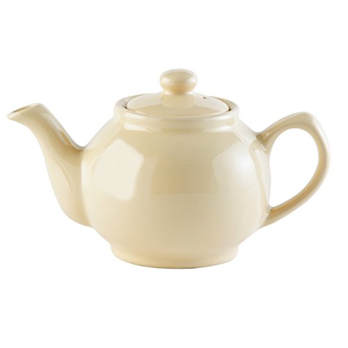 Price & Kensington Englische Teekanne für 2 Tassen, aus hochwertigem Steingut, Teekännchen mit Glanzglasur, creme beige, mikrowellen- und spülmaschinenfest, Vintage Teebereiter