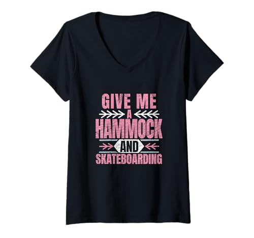 Womens Give Me A Hammock and Skateboarding V-Neck T-Shirt