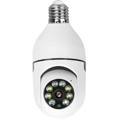 WiFi Bulb CCTV Camera 1080p Full HD 360° PTZ with LED Lights Night Vision Auto Tracking Motion Alerts Two-Way Audio Wireless Security Camera