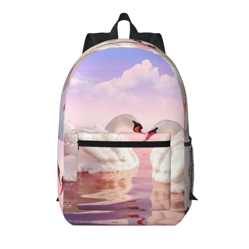 Sac à dos universitaire cœur cygne pour les cours et les voyages actifs