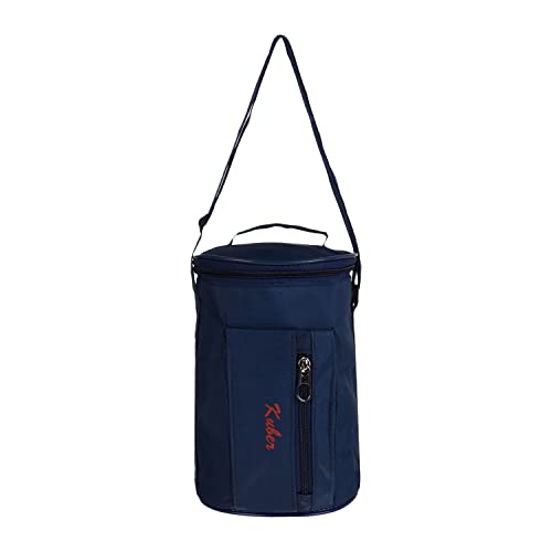 Image of Kuber Industries Lunch Bag | Canvas Waterproof Tiffin Bag for Office | Adjustable Shoulder Strap with One Small Zipper Pocket | Blue