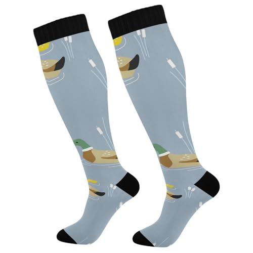Mallard Ducks Wild Ducklings Compression Socks for Women Men Christmas Circulation Long Knee Socks for Winter Warm Stockings Socks