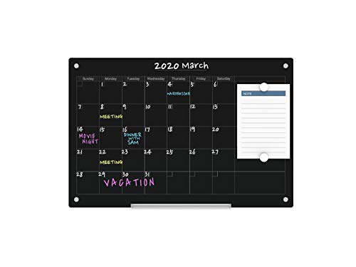 Glas-Magnettafel Leicht Abwischbar (60 x 90 cm, Kalender Schwarz) Cover