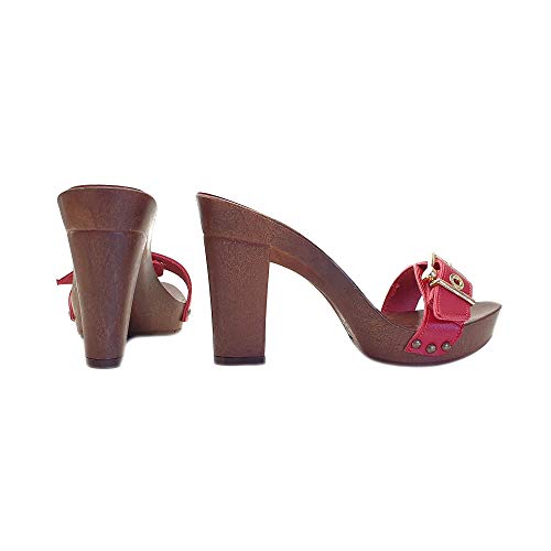 Kiara Shoes Red Clogs In Leather Heel 10 thumb #2