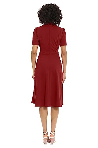 Image of Maggy London Women's Crepe Fabric Flight Attendant Bow Neck Tie Short Sleeve A-line