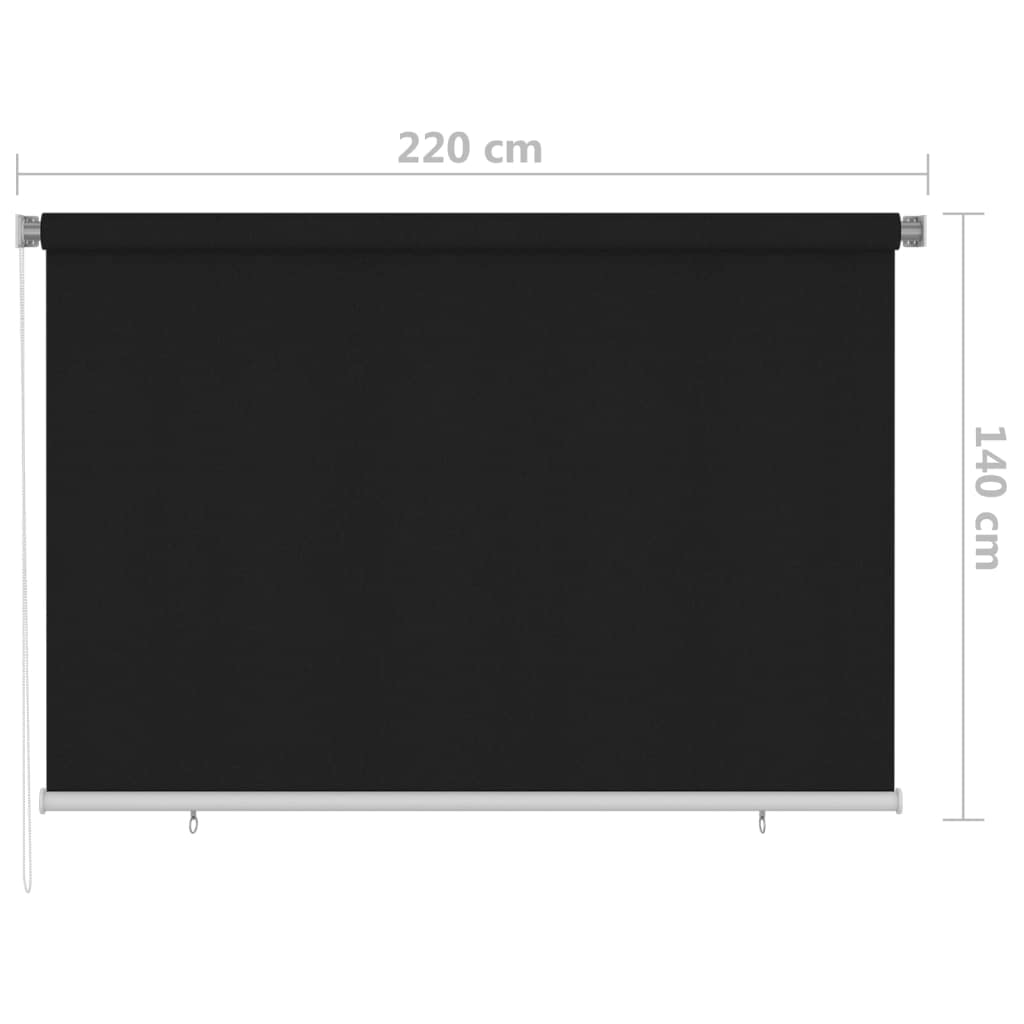 Store vertical pour balcon - 220 x 140 cm - Noir - Protection solaire en polyéthylène haute densité - Pour terrasse, véranda, pergola, avec accessoires de montage