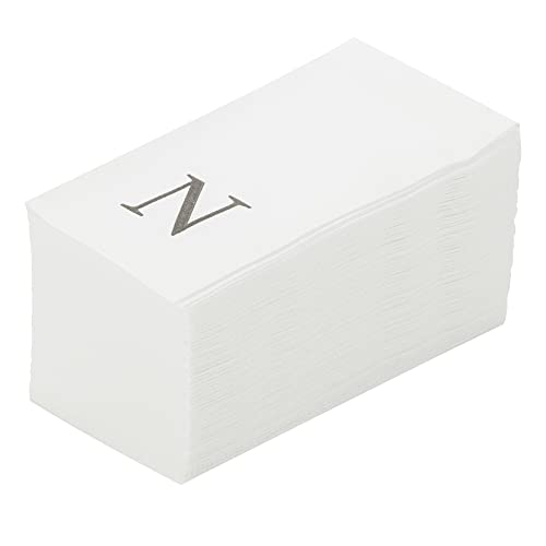 Luxenap - Toallas de invitados con tacto de lino de 15.8 x 7.9 pulgadas, 2000 toallas de mano con letras, letra 'N', fuente sin serif, servilletas de papel blanco, colocadas al aire, para baños y