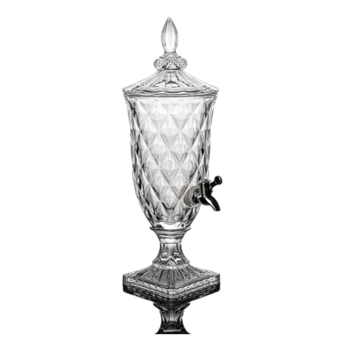 RoastMe 蛇口付き飲料バケツ ガラスボトル ディスペンサー ジュース缶 屋外用冷水ケトル 大容量非耐熱冷水ケトル 沸騰水 フルーツティー (2L ダイヤモンド トールドリンクピッチャー)