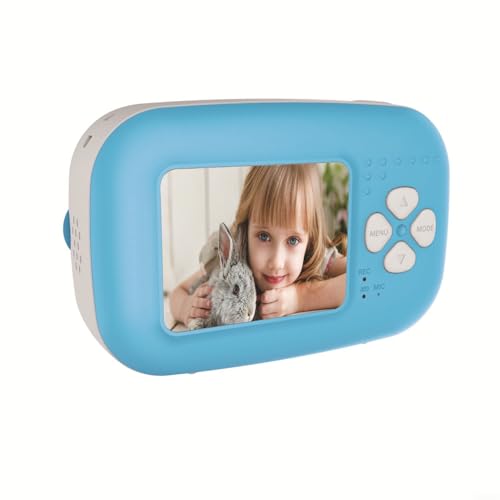 Trayneel Cámara de impresión HD de 2.0 pulgadas para cámara de fotos compatible con Instax con reproductor MP3 y grabadora de video y soporte de tarjeta de 128 GB, color rosa (azul)