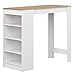 TEMAHOME Aravis Mesa Bar con Almacenamiento, Tablero de Partículas de Melamina, Blanco/Beige (Roble), 115 x 50 x 102.7 cm