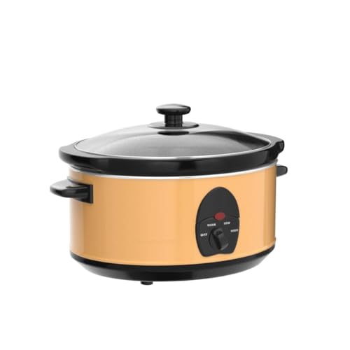 Image of OVENTE 3.7 Qt Electric Slow Cooker, 3 Heat Settings, Copper SLO35ACO | 200W Non-Stick & Dishwasher Safe Stoneware, Stainless Steel Body, Glass Lid, Oval Pot for Entrees, Soups, Sauces, Stews, Dips