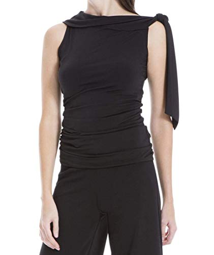 Max Studio Womens Textured Shoulder Tie Casual Top Black L at