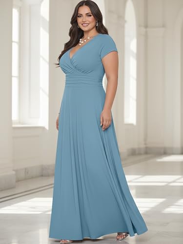 Image of KOH KOH Womens Sexy Cap Short Sleeve V-Neck Flowy Cocktail Gown