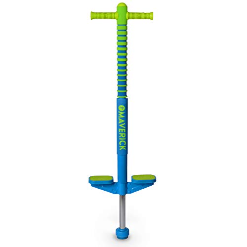 Flybar Maverick 2.0 Foam Pogo Stick for Kids Age 5 and Up, 40 to 80 Pounds, Pogo Stick for Boys and Girls (Blue/Green)