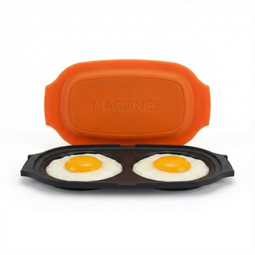 MACONEE Microwave Egg Fryer | Cooker & Poacher for Breakfast Sandwiches | Maker for 2 Eggs | Dishwasher-Safe & BPA-free