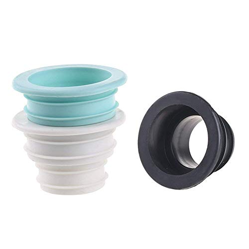 KPNG Drain Pipe Seal Hose Silicone Plug, Silicone Kitchen Pipe Deodorant Sewer Ring Washing Machine Drain Pipe Connector for Floor Drain Basin Bathroom Kitchen Sink Laundry Room (3 Piece Black)