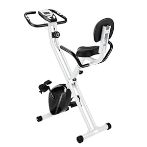 Dolphy Folding Stationary Exercise X Bike with 8-levels Magnetic Resistance, Indoor Upright Foldable Cycling Bike with Back and Arm Rests and LCD Monitor for Home Workout