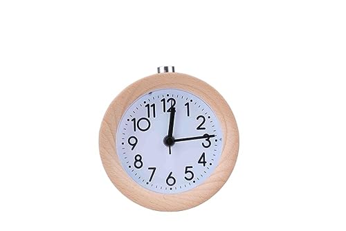 Reloj de escritorio de madera natural con alarma y retroiluminación 2