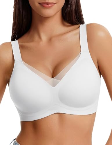 Image of Avidlove Womens Seamless Bras V Mesh Comfort Bralette Everyday T-Shirt Bra | wireless comfort with jelly lift; soft breathable; seamless back smooth; widded straps and side wings; full coverage
