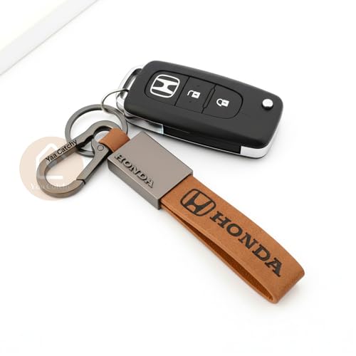 Image of Premium Leather Keychain Metal Hook Compatible with Durable Faux Leather Brown Strap with Heavy-Duty Alloy Clip Stylish Bike & Car Key Holder