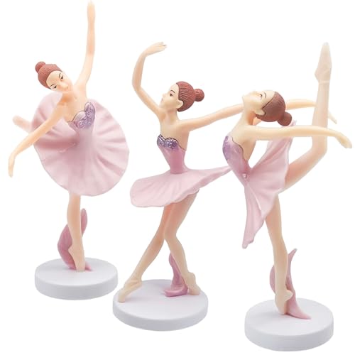 Fahibin Lot de 3 décorations de gâteau de danseuse de ballet, figurines de danseuse de ballet, figurines de ballerine pour décoration de gâteaux et desserts