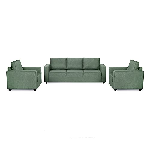 Image of Wakefit Sofa Set | 3 Year Warranty | Sofa 5 Seater, 5 Seater Sofa for Living Room, Wooden Sofa Set, Sofa Set 3+1+1 Seater - Napper(Omega : Green)